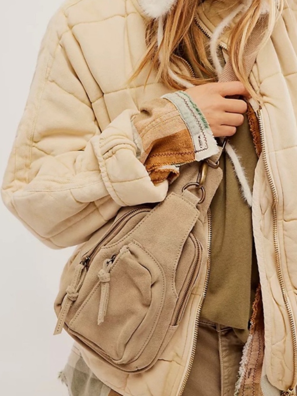 Free People Hudson Suede Sling Bag Tweed